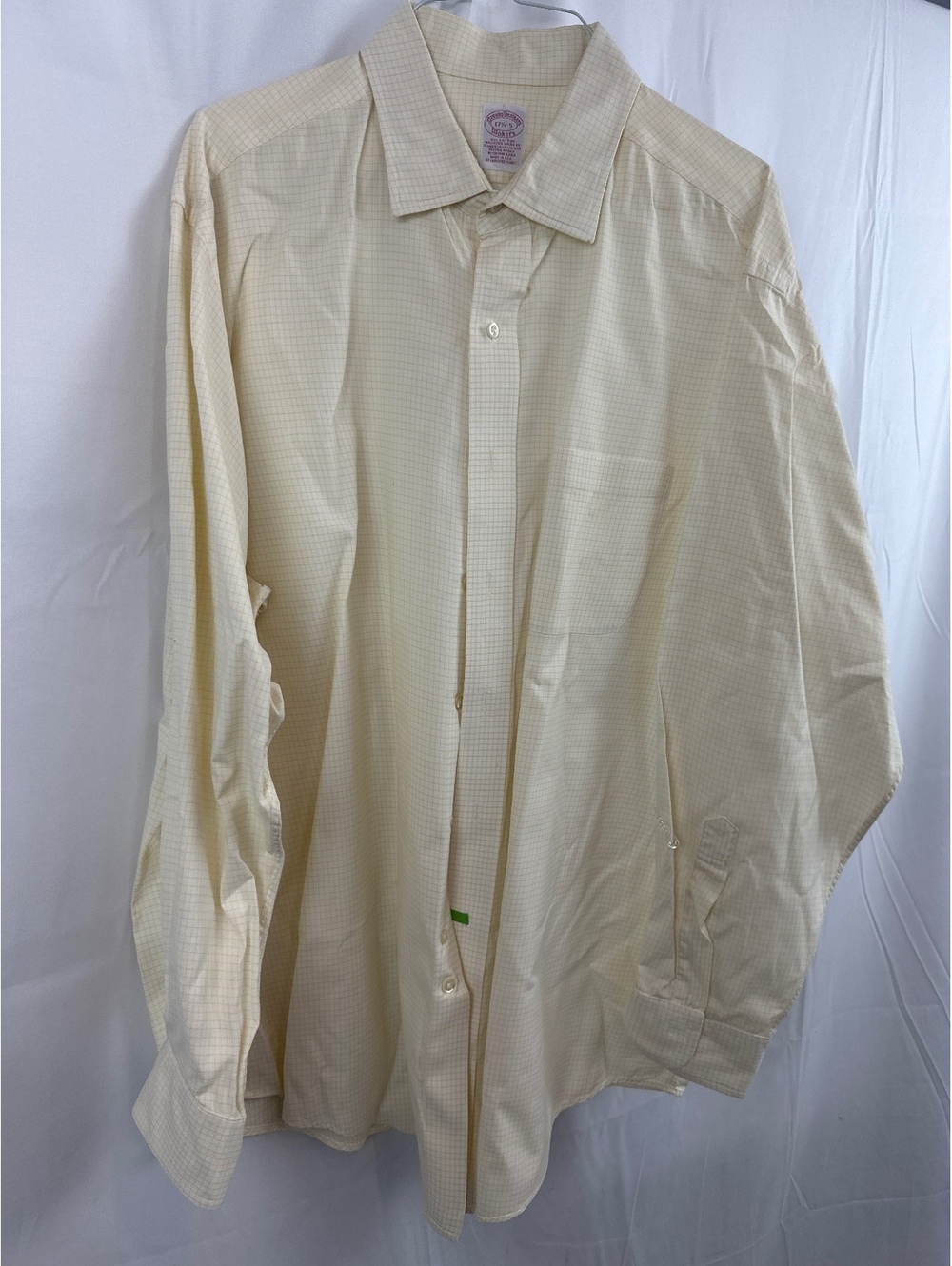 Brooks Brothers Makers Men's Dress Shirt 17.5-5 Yellow Check
